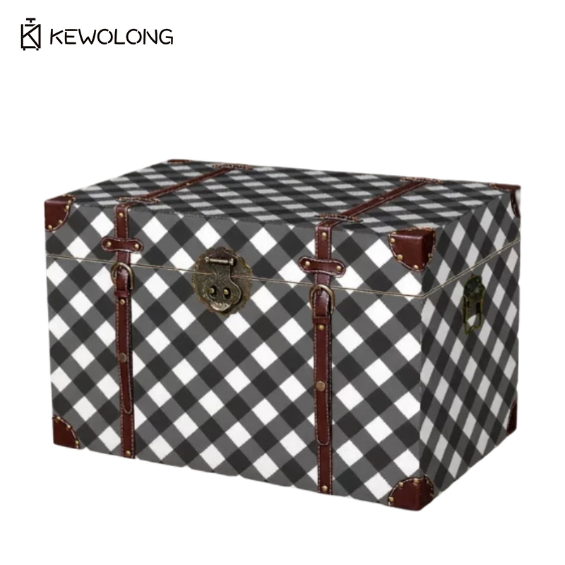 Vintage Plaid Print Wooden Sto - Retro Vintage Trunk Suitcase review and price