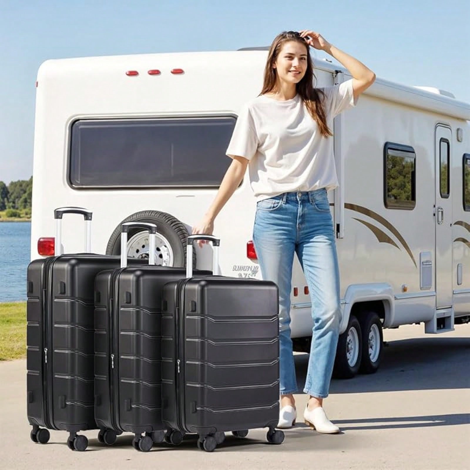 3-Piece Luggage Sets, Hardside - Expandable Hard Shell Luggage Set review and price